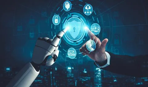 Future artificial intelligence and machine learning for AI droid robot or cyborg Stock Illustration