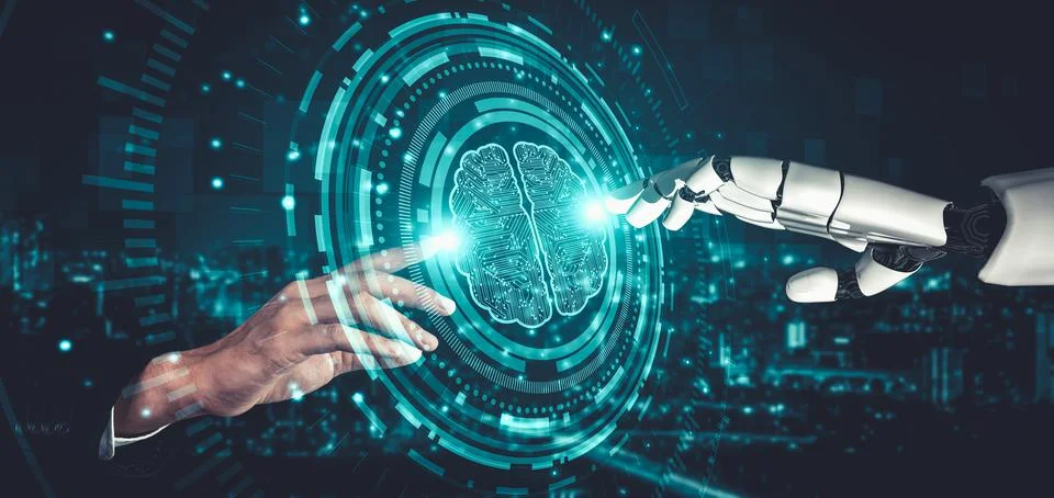 Future artificial intelligence and machine learning for AI droid robot or cyborg イラスト素材