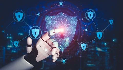 Future artificial intelligence and machine learning for AI droid robot or cyborg Stock Illustration