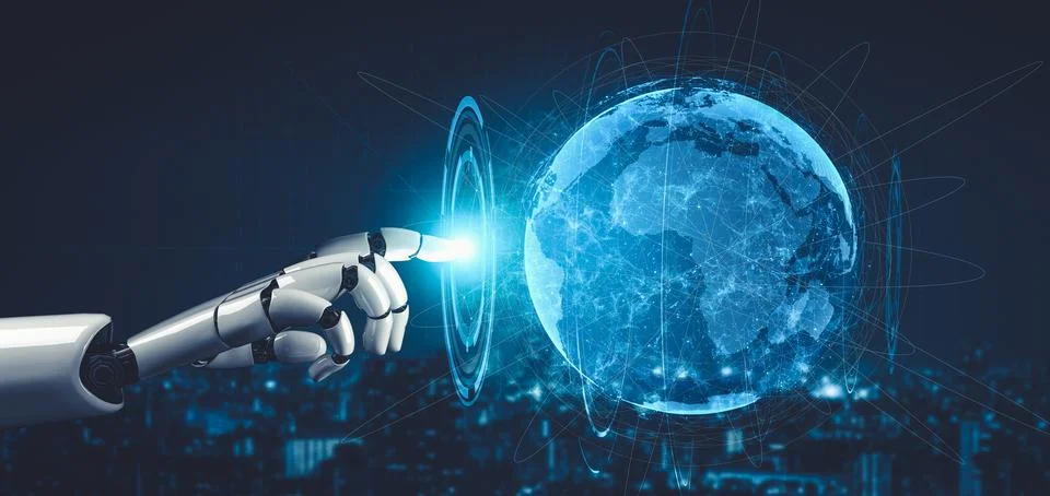 Future artificial intelligence and machine learning for AI droid robot or cyborg Stock Illustration