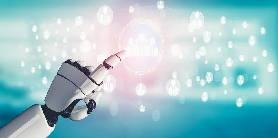 Future artificial intelligence and machine learning for AI droid robot or cyborg Stock Illustration