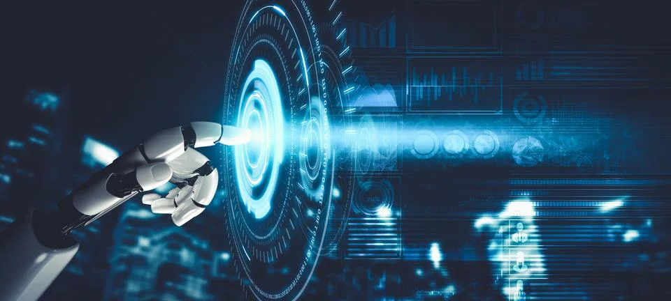 Future artificial intelligence and machine learning for AI droid robot or cyborg Stock Illustration
