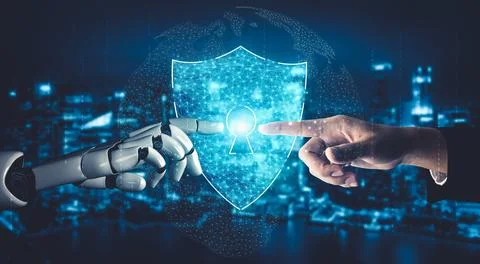 Future artificial intelligence and machine learning for AI droid robot or cyborg Stock Illustration