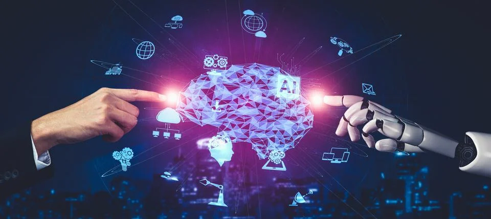 Future artificial intelligence and machine learning for AI droid robot or cyborg イラスト素材