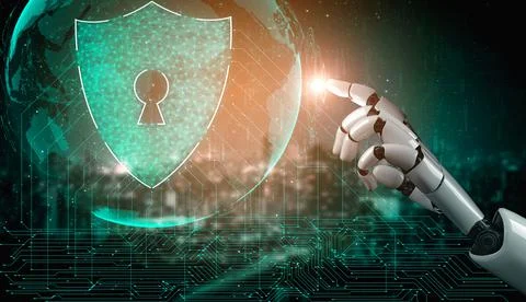 Future artificial intelligence and machine learning for AI droid robot or cyborg Stock Illustration