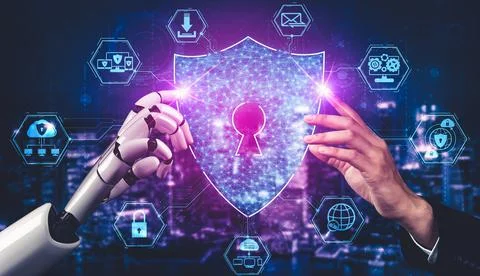 Future artificial intelligence and machine learning for AI droid robot or cyborg Stock Illustration