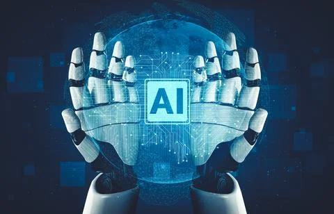 Future artificial intelligence and machine learning for AI droid robot or cyborg Stock Illustration