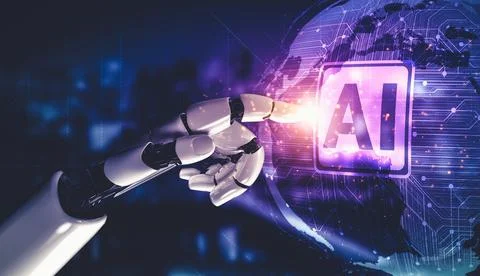 Future artificial intelligence and machine learning for AI droid robot or cyborg イラスト素材