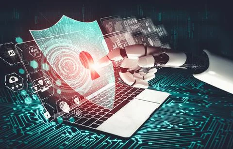 Future artificial intelligence and machine learning for AI droid robot or cyborg Stock-Illustration