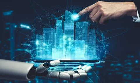 Future artificial intelligence and machine learning for AI droid robot or cyborg Stock Illustration