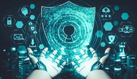 Future artificial intelligence and machine learning for AI droid robot or cyborg Stock Illustration