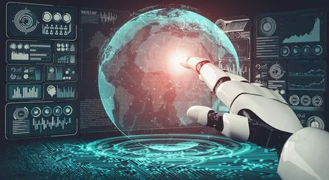 Future artificial intelligence and machine learning for AI droid robot or cyborg Illustrazione stock