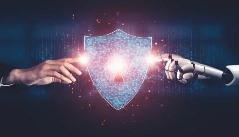 Future artificial intelligence and machine learning for AI droid robot or cyborg Stock Illustration