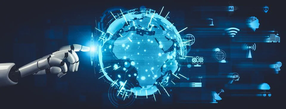 Future artificial intelligence and machine learning for AI droid robot or cyborg イラスト素材