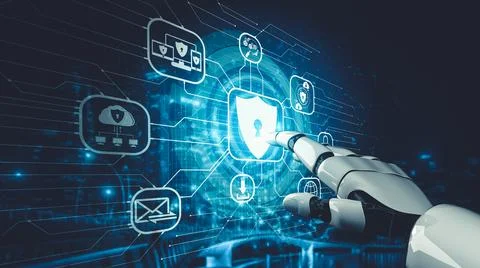 Future artificial intelligence and machine learning for AI droid robot or cyborg Stock Illustration