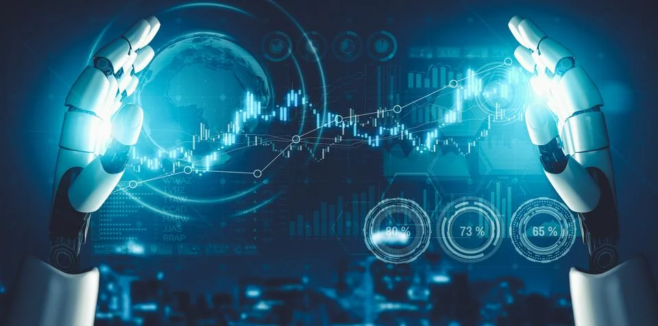 Future artificial intelligence and machine learning for AI droid robot or cyborg Illustrazione stock