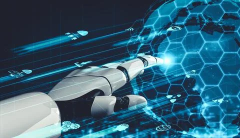 Future artificial intelligence and machine learning for AI droid robot or cyborg Stock Illustration