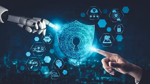 Future artificial intelligence and machine learning for AI droid robot or cyborg Stock-Illustration