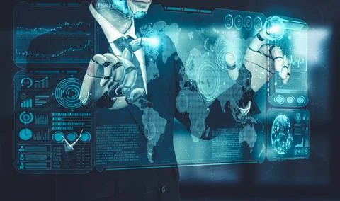 Future artificial intelligence and machine learning for AI droid robot or cyborg イラスト素材