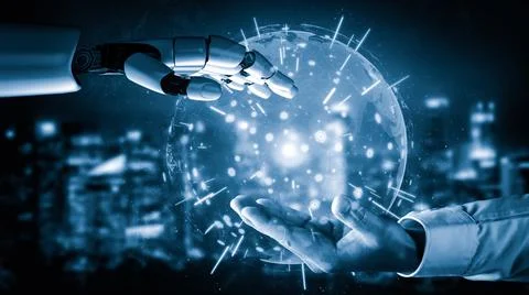 Future artificial intelligence and machine learning for AI droid robot or cyborg Stock Illustration