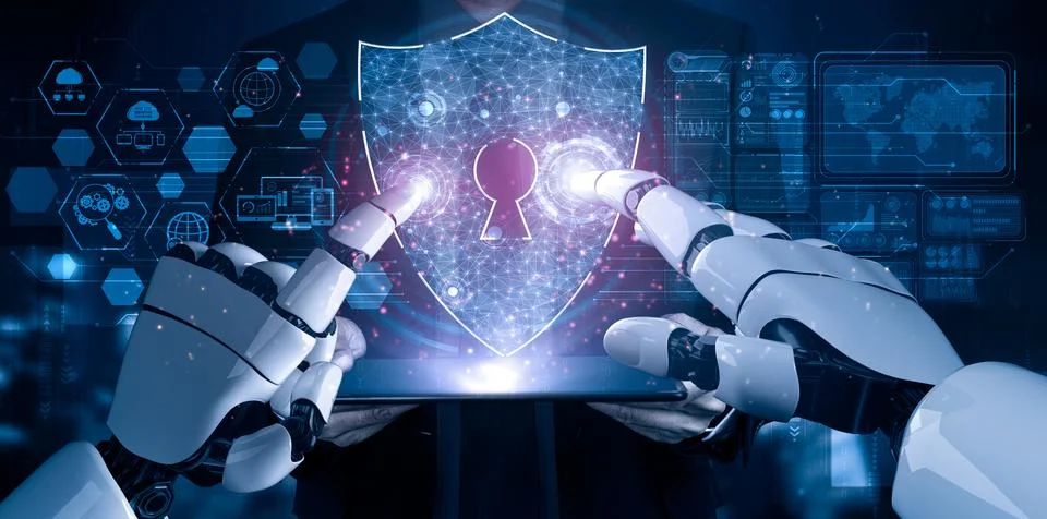 Future artificial intelligence and machine learning for AI droid robot or cyborg Stock Illustration