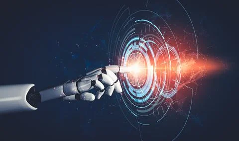 Future artificial intelligence and machine learning for AI droid robot or cyborg Stockillustratie