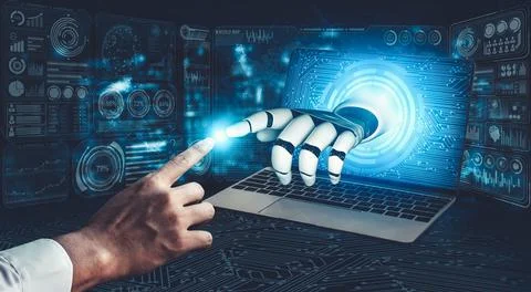 Future artificial intelligence and machine learning for AI droid robot or cyborg イラスト素材