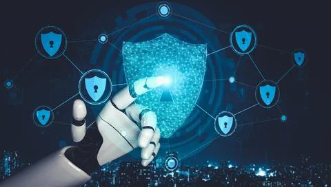 Future artificial intelligence and machine learning for AI droid robot or cyborg Stock Illustration