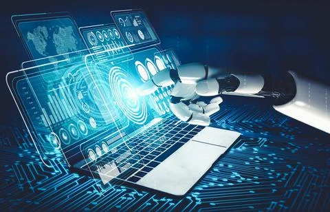 Future artificial intelligence and machine learning for AI droid robot or cyborg Illustrazione stock