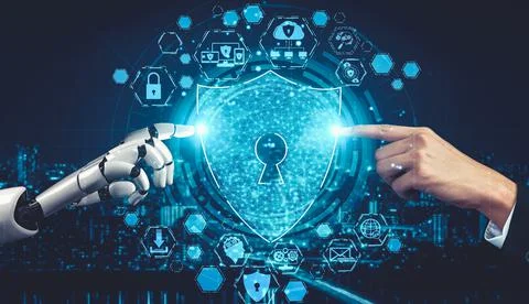 Future artificial intelligence and machine learning for AI droid robot or cyborg Stock-Illustration