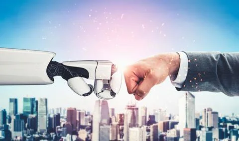 Future artificial intelligence and machine learning for AI droid robot or cyborg Stock Photos