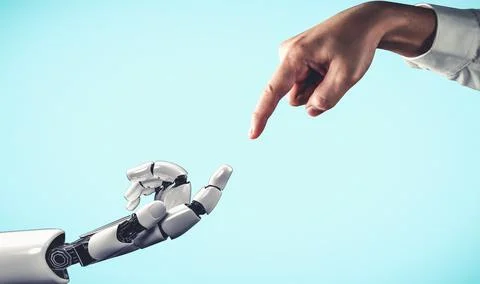 Future artificial intelligence and machine learning for AI droid robot or cyborg Foto stock