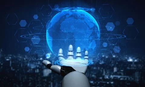 Future artificial intelligence robot and cyborg. 库存插图