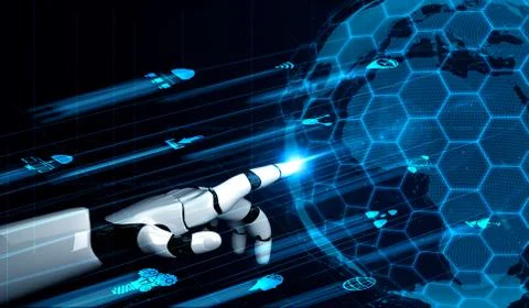 Future artificial intelligence robot and cyborg. イラスト素材