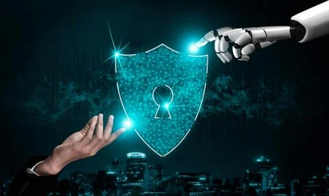 Future artificial intelligence robot and cyborg. Stock Illustration