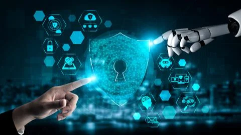 Future artificial intelligence robot and cyborg. Stock Illustration