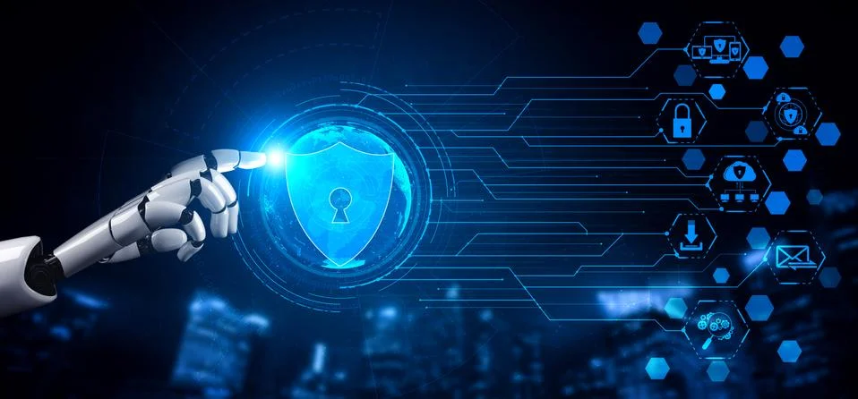 Future artificial intelligence robot and cyborg. Stock Illustration