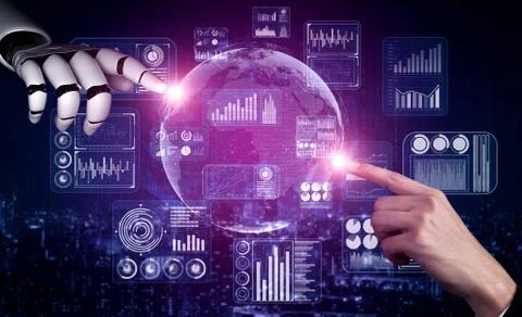 Future artificial intelligence robot and cyborg. Stock Illustration