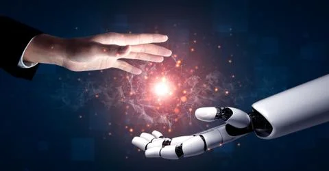 Future artificial intelligence robot and cyborg. Illustrazione stock