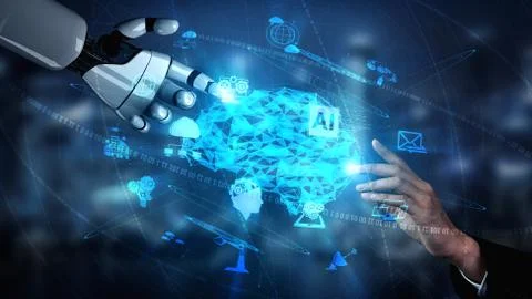 Future artificial intelligence robot and cyborg. 库存插图