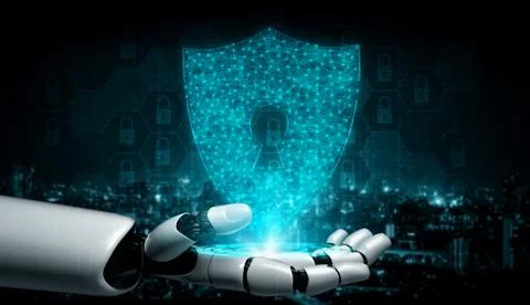 Future artificial intelligence robot and cyborg. Stock Illustration