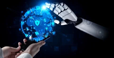 Future artificial intelligence robot and cyborg. Stock Illustration