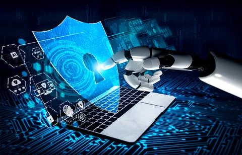 Future artificial intelligence robot and cyborg. Stock Illustration