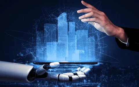 Future artificial intelligence robot and cyborg. 3D illustration. Stock Illustration