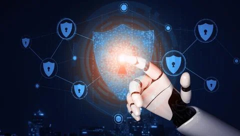 Future artificial intelligence robot and cyborg. 3D illustration. Stock-Illustration