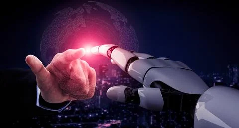 Future artificial intelligence robot and cyborg. 3D illustration. Stock Illustration