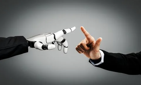 Future artificial intelligence robot and cyborg. 3D illustration. イラスト素材