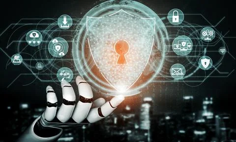 Future artificial intelligence robot and cyborg. 3D illustration. Stock Illustration