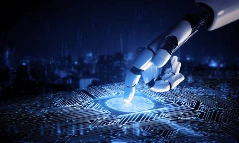 Future artificial intelligence robot and cyborg. 3D illustration. 스톡 일러스트