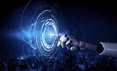 Future artificial intelligence robot and cyborg. 3D illustration. Stock Illustration